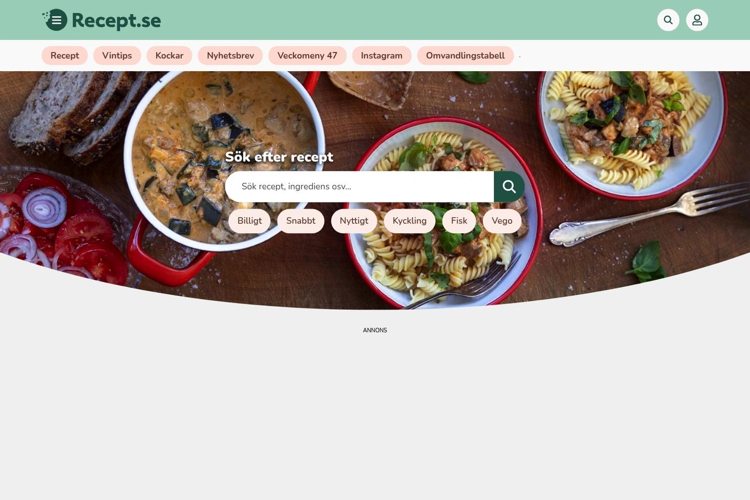 Recept.se website screenshot