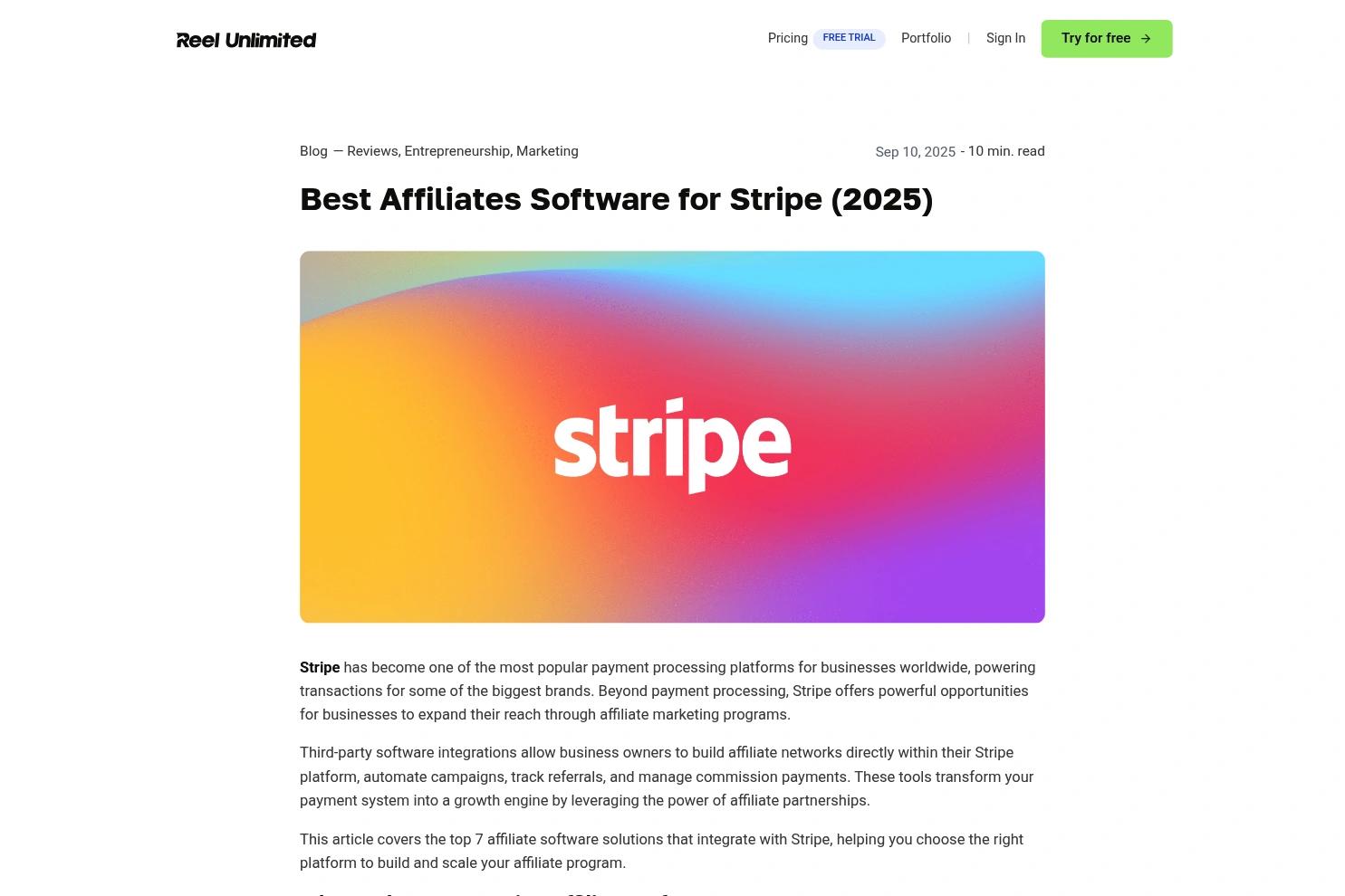 Reel Unlimited website screenshot