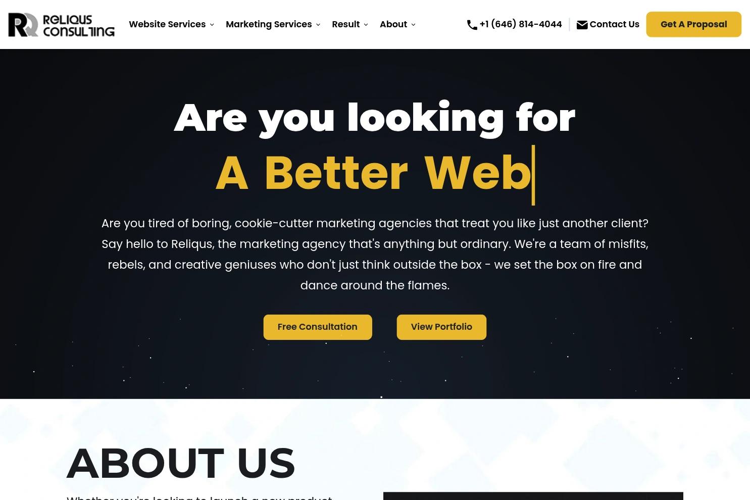 Reliqus website screenshot