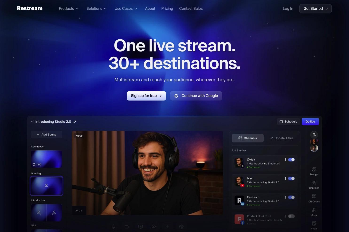 Restream website screenshot
