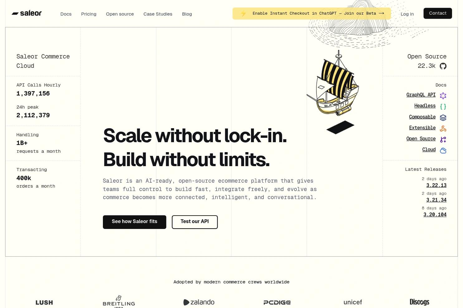 Saleor Commerce website screenshot