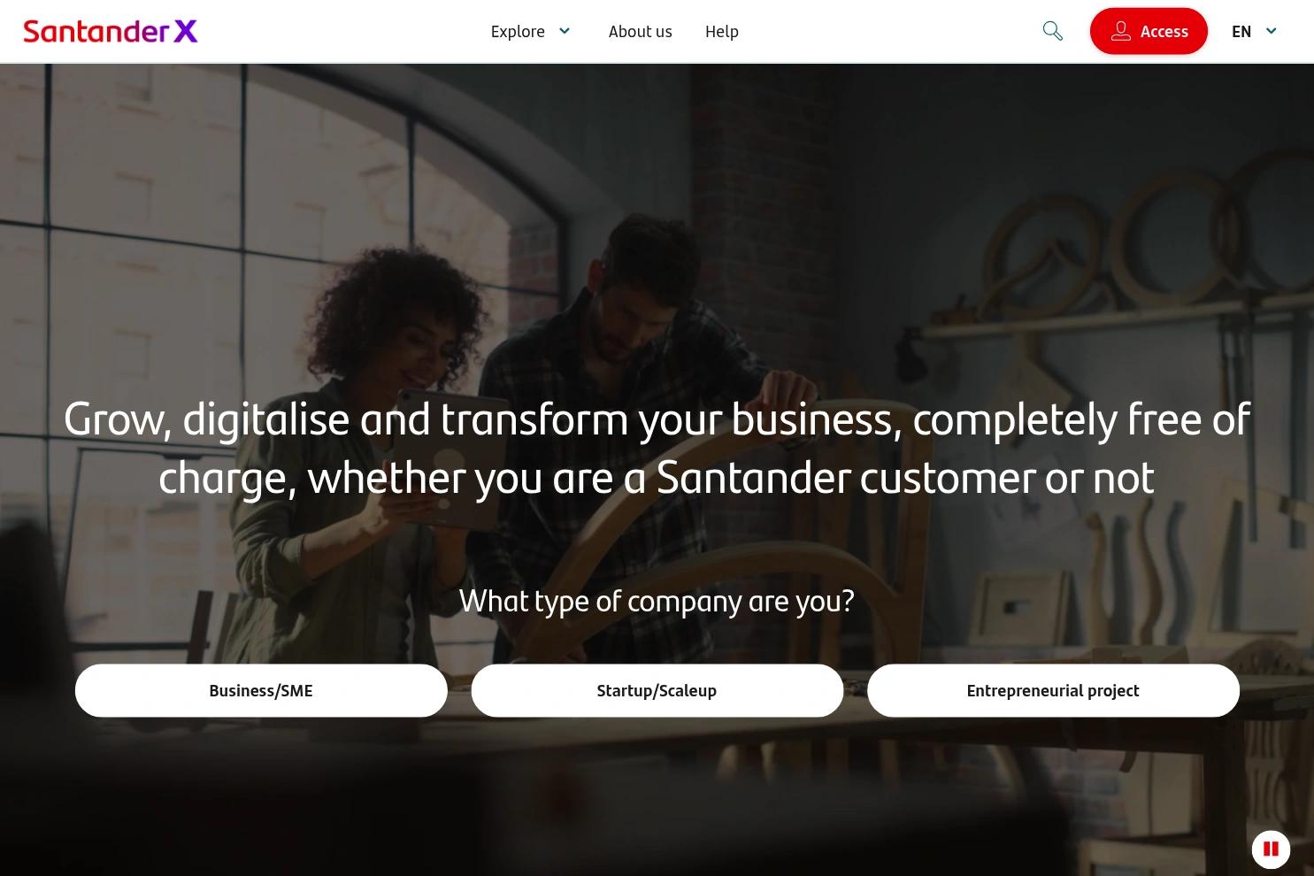 Santander X website screenshot