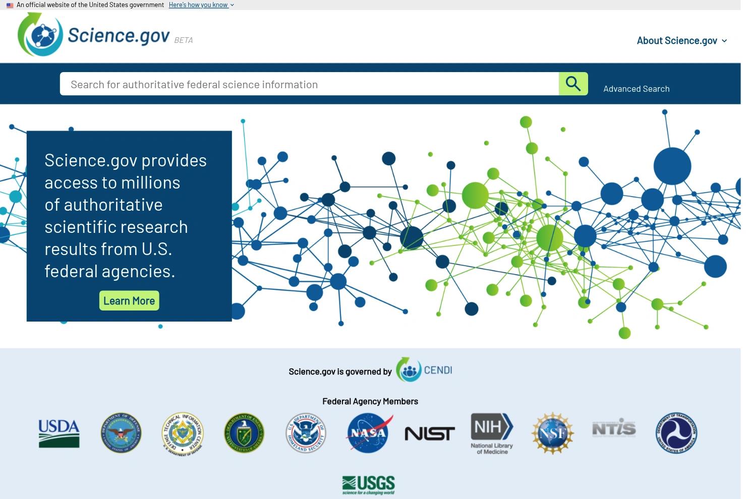 Science.gov website screenshot
