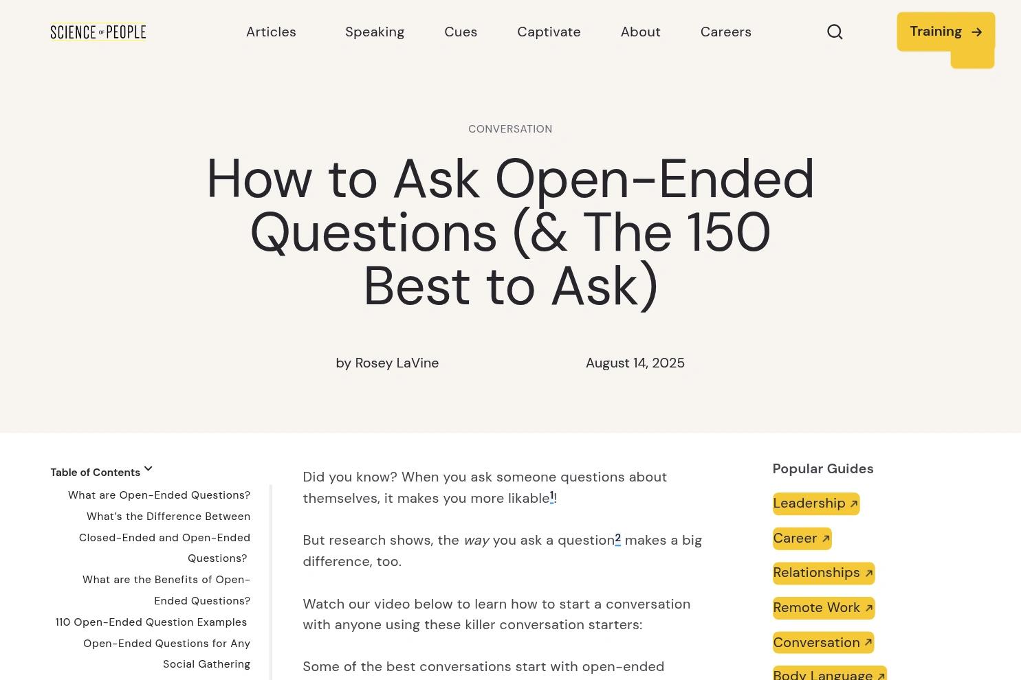 Science of People website screenshot