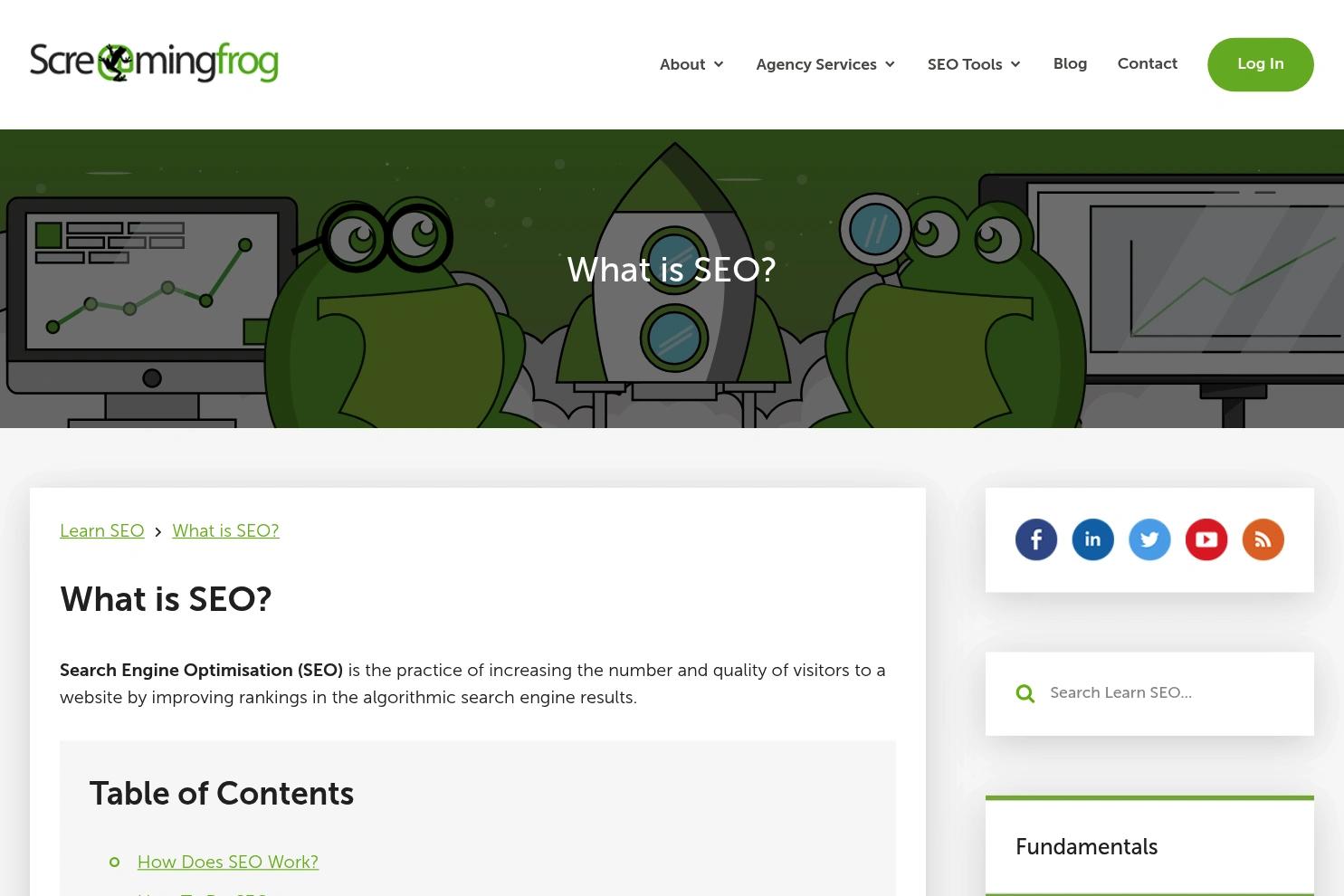 Screaming Frog website screenshot