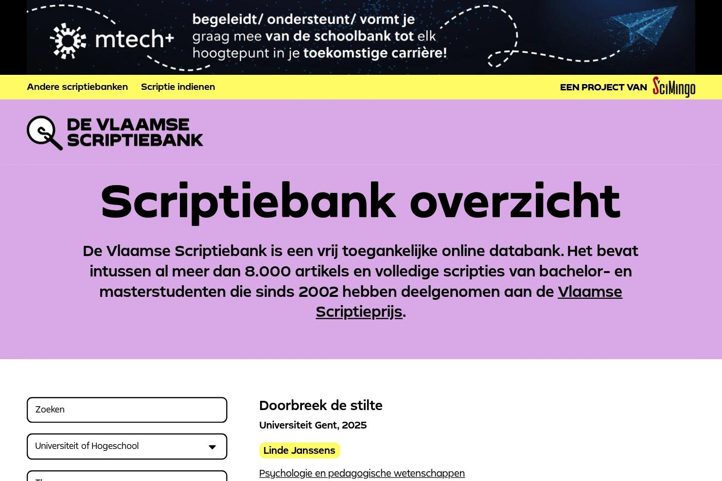 Scriptiebank website screenshot