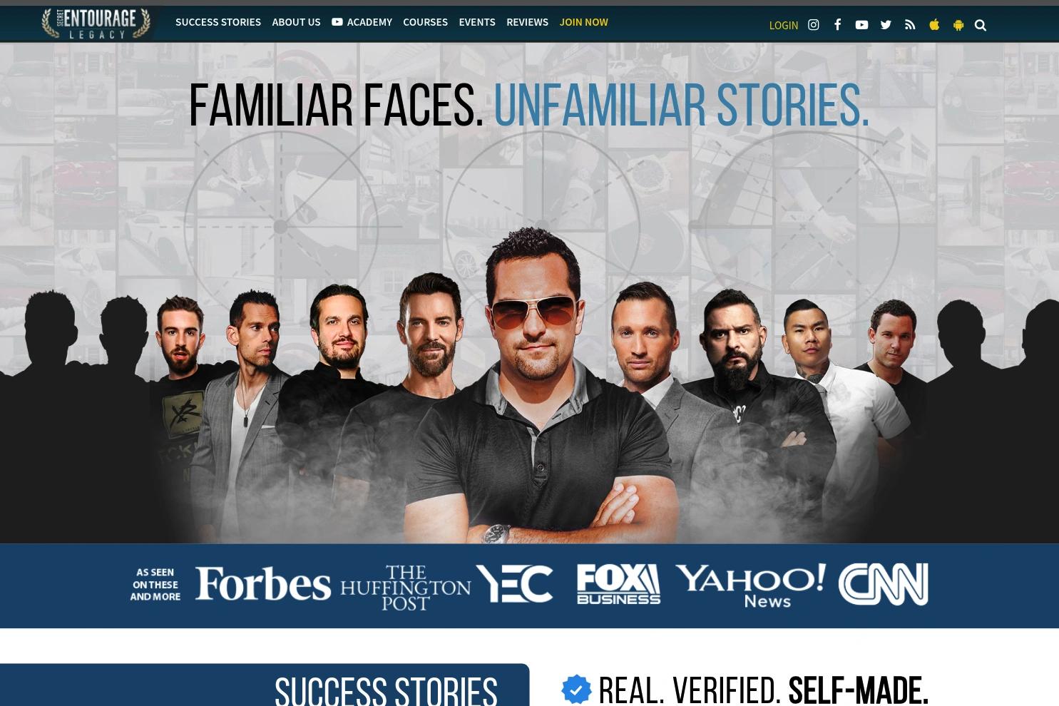 Secret Entourage website screenshot