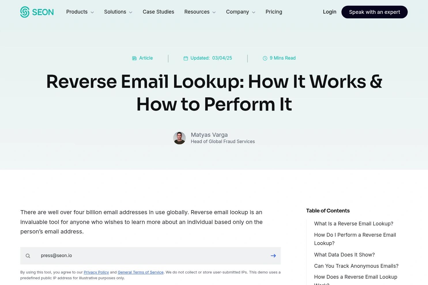 SEON website screenshot