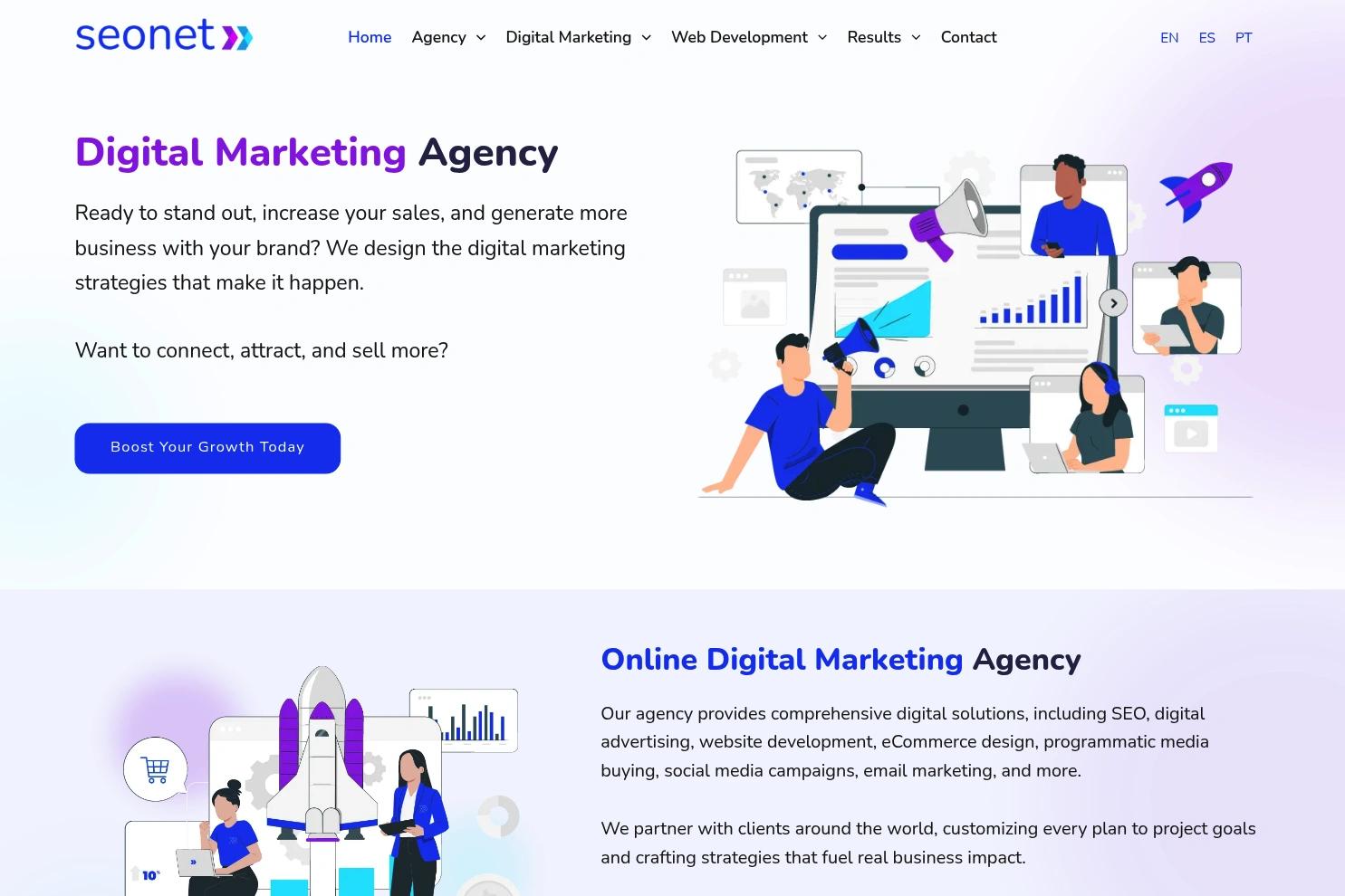 Seonet Digital website screenshot