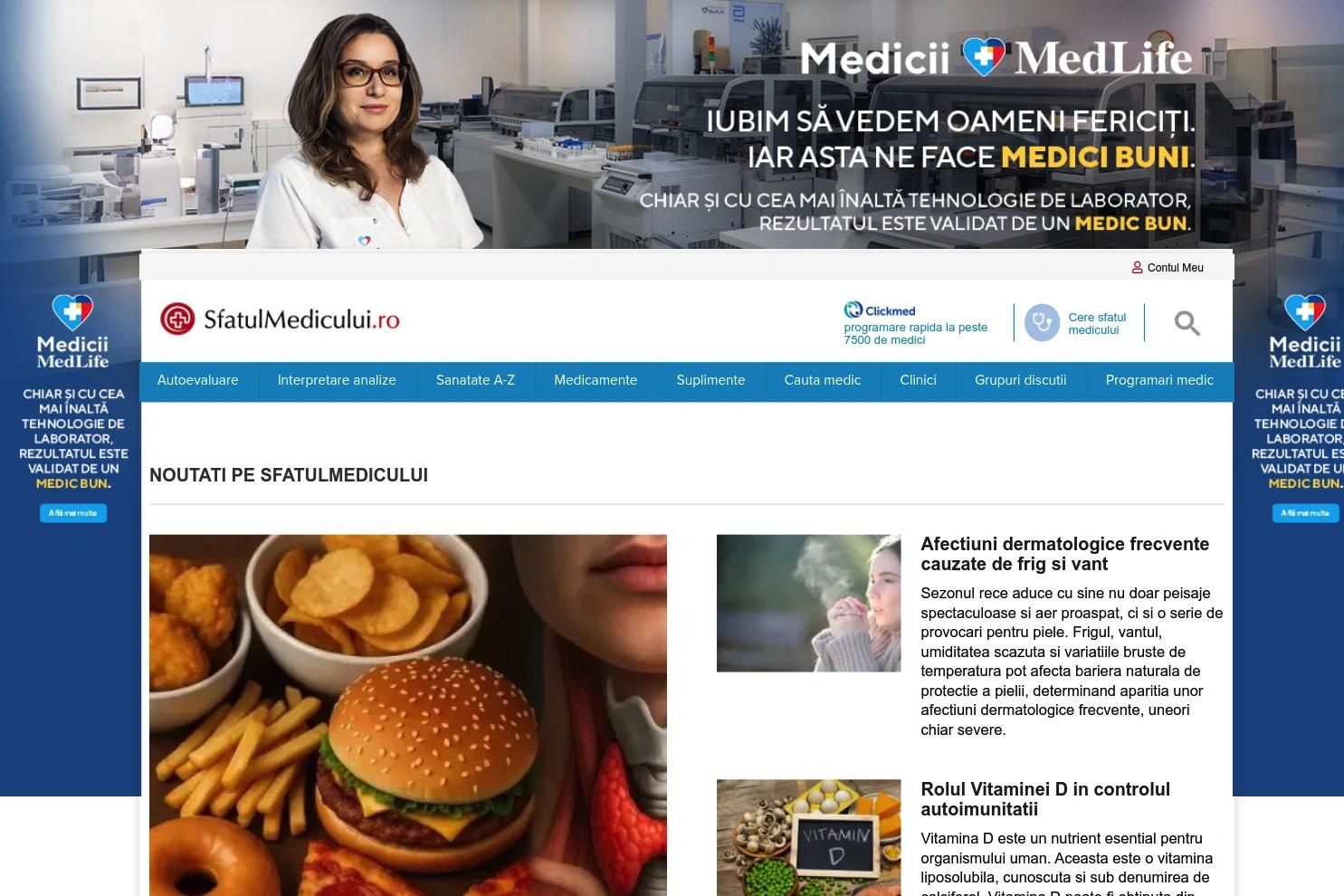 SfatulMedicului website screenshot