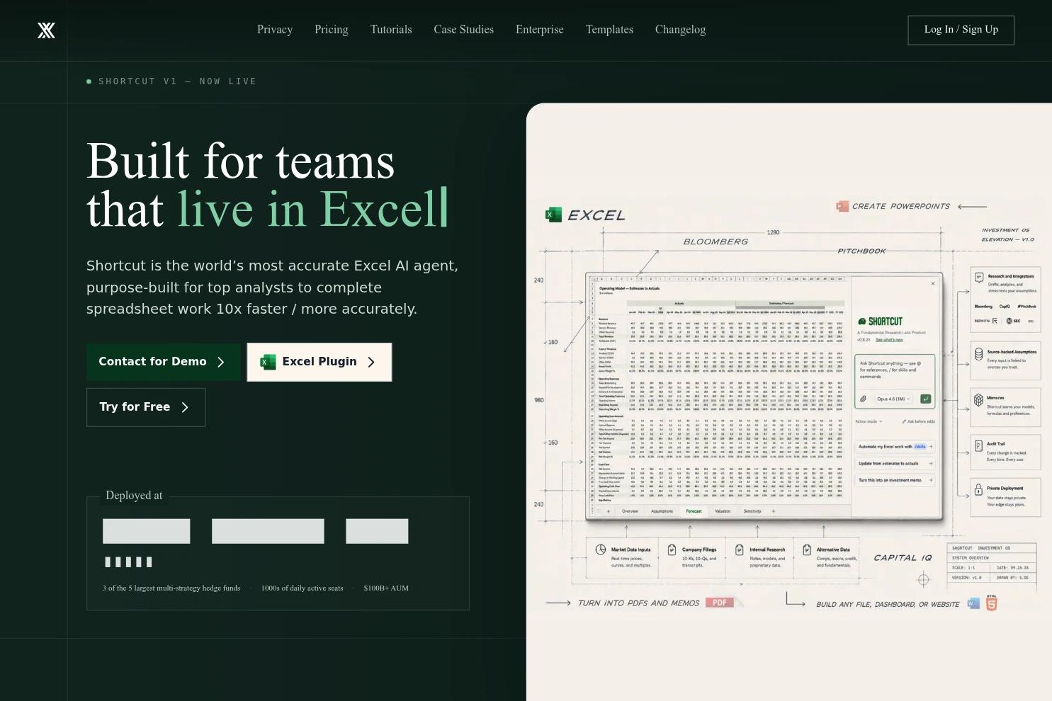 Shortcut website screenshot