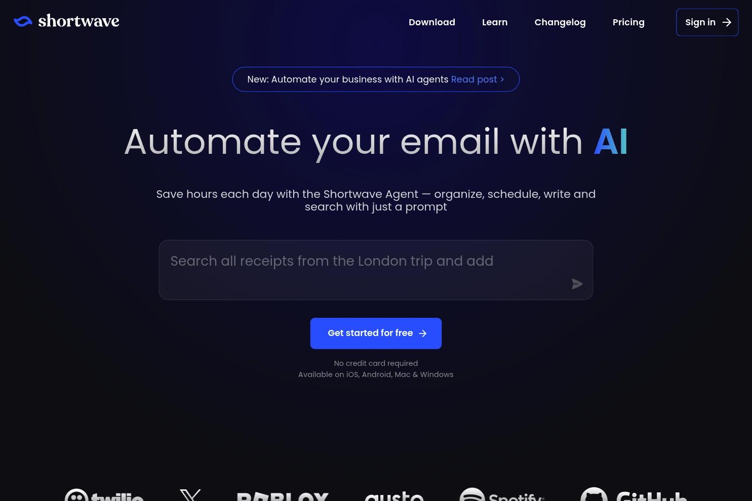 Shortwave website screenshot