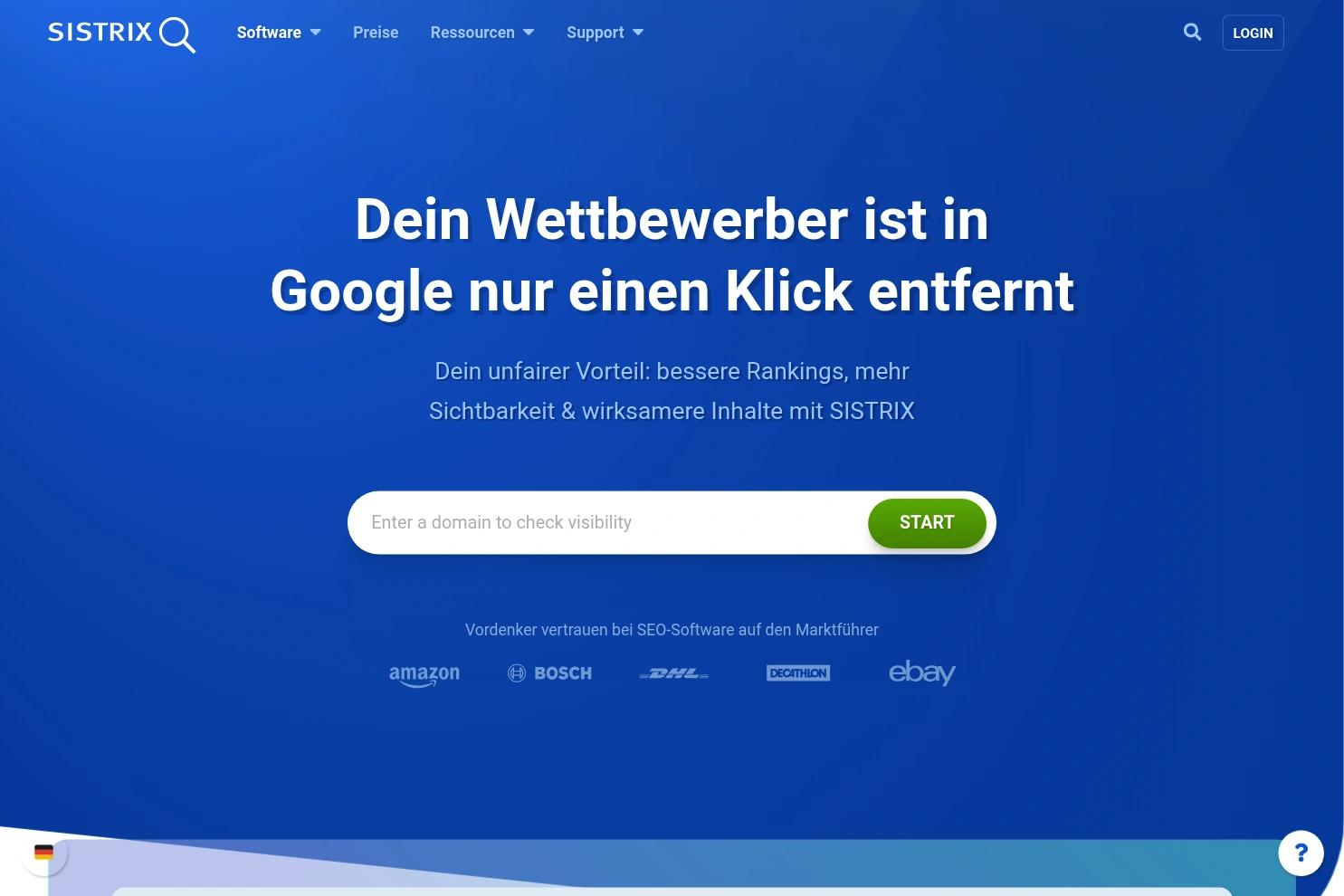 SISTRIX website screenshot
