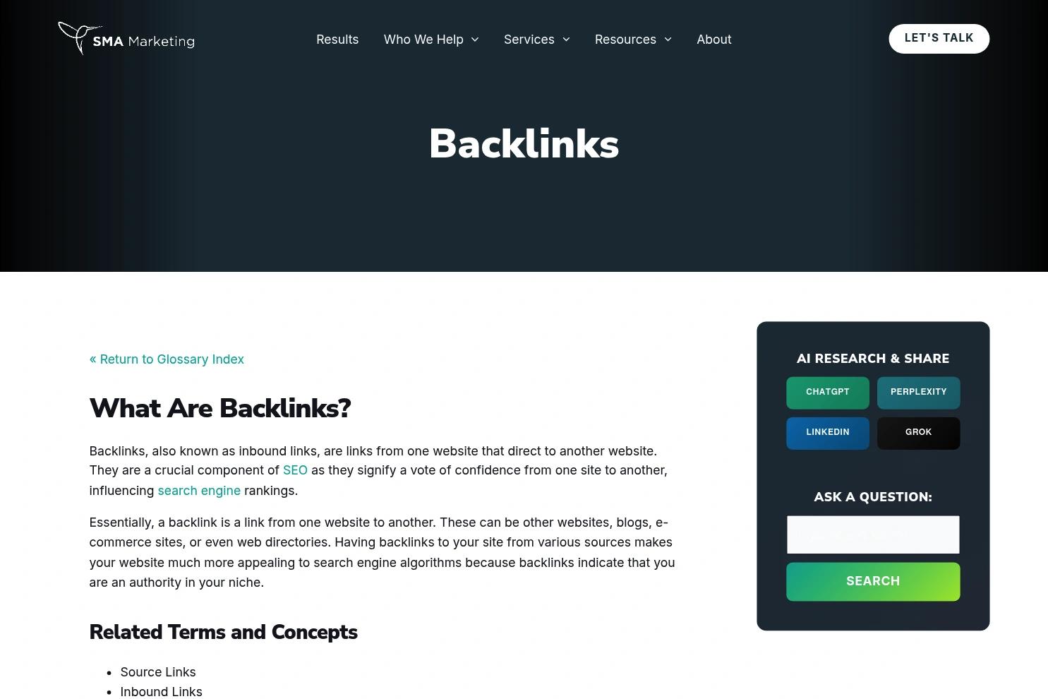 SMA Marketing website screenshot