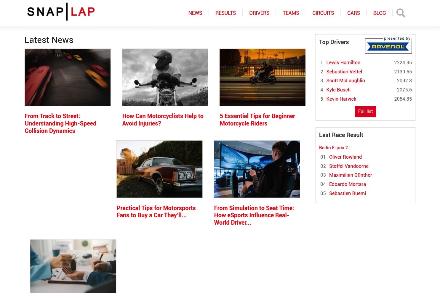 SnapLap website screenshot