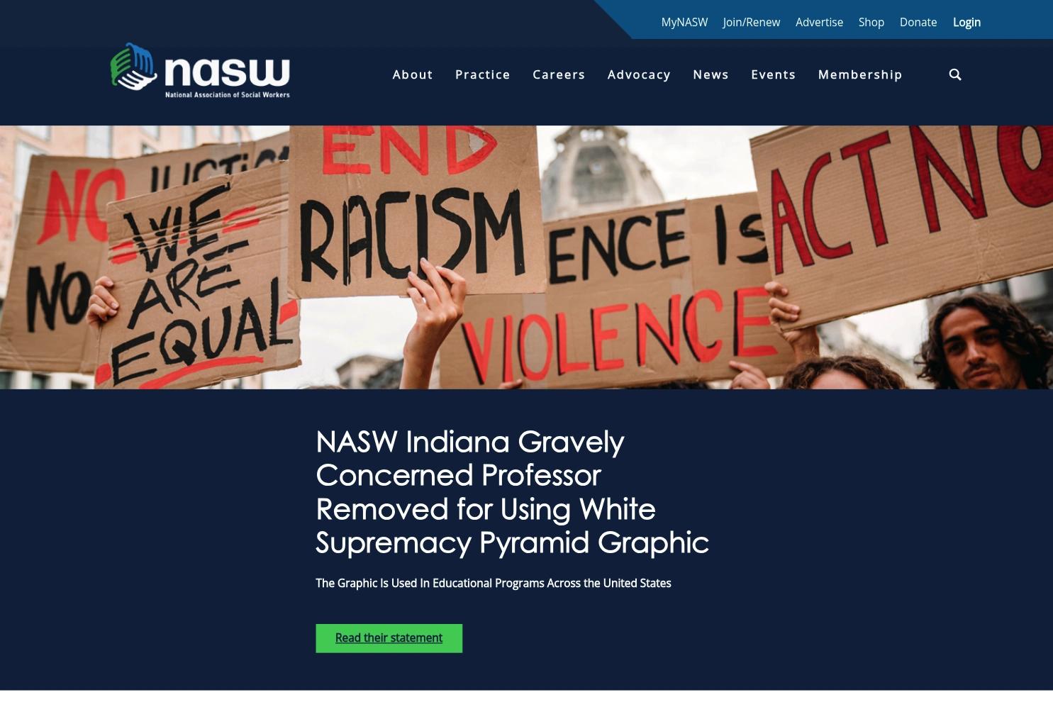 NASW website screenshot