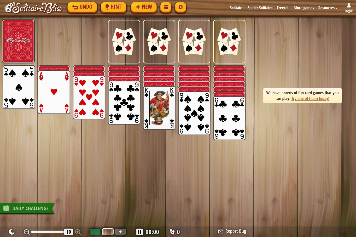 Solitaire Bliss website screenshot