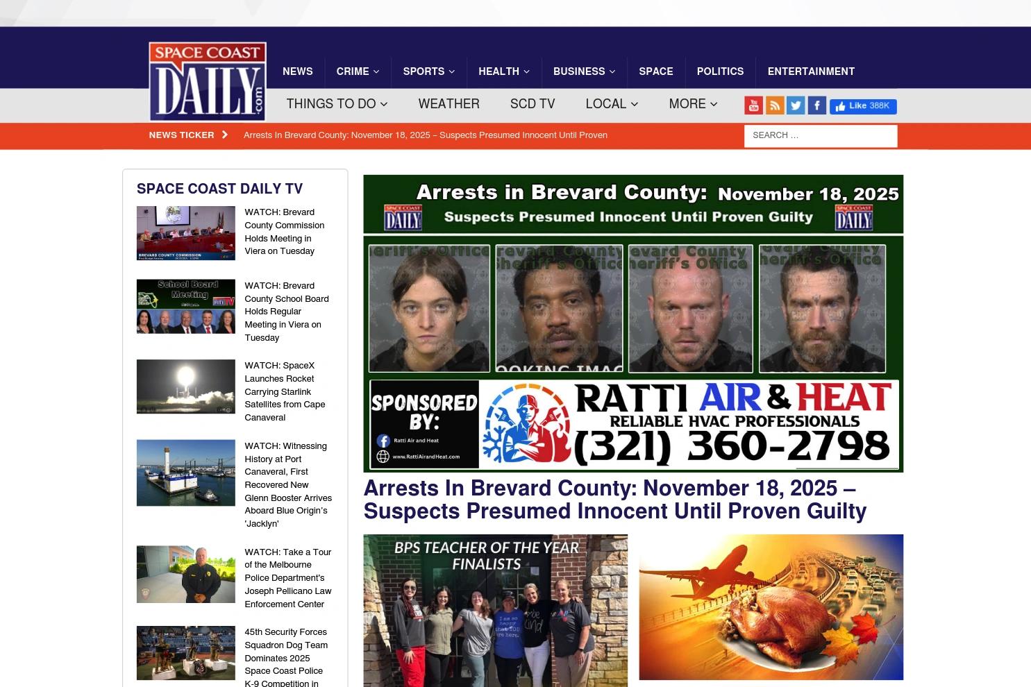 Space Coast Daily website screenshot