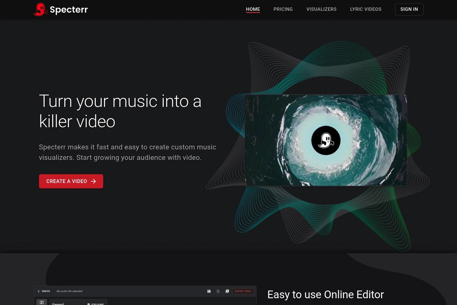 Specterr website screenshot