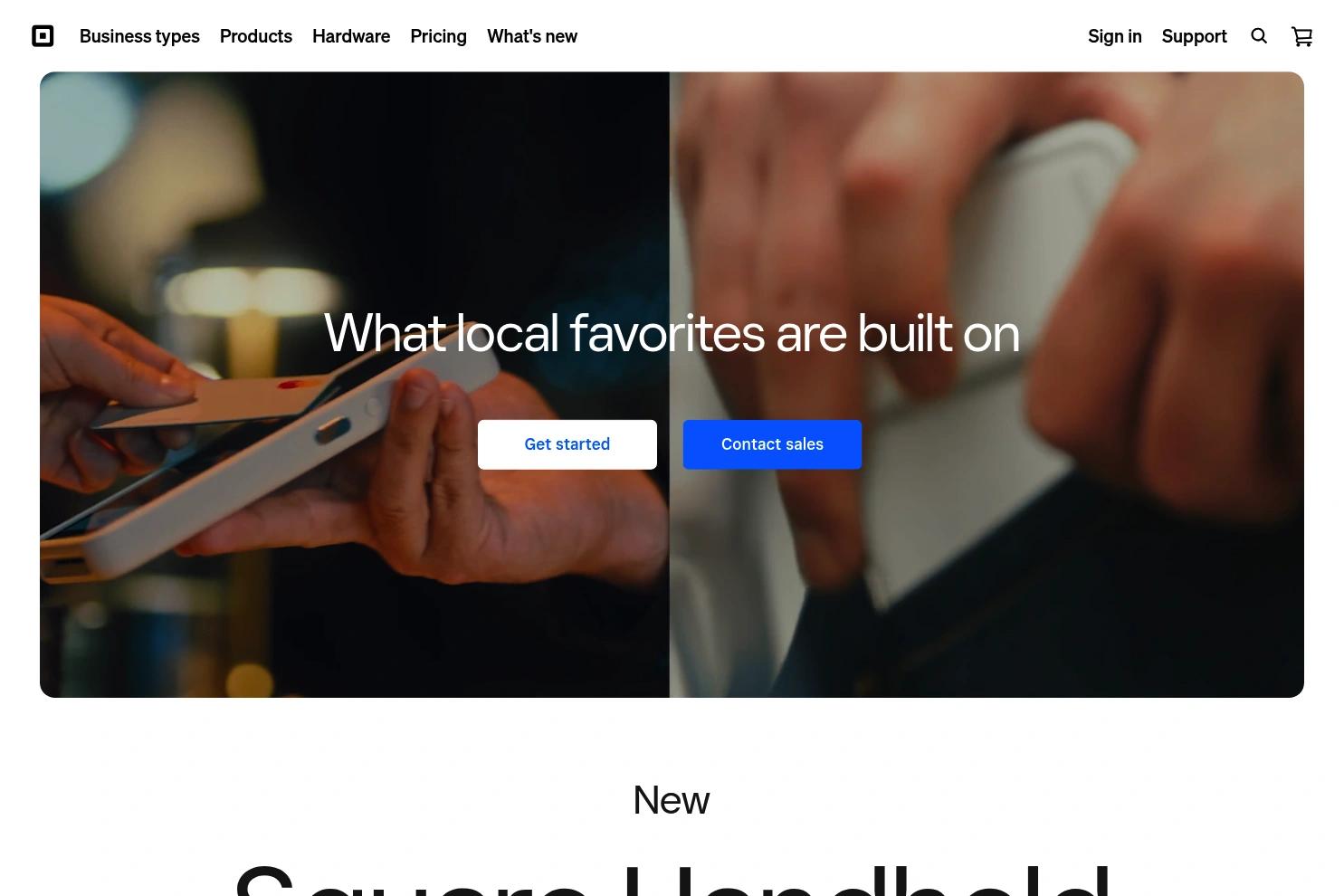 Square website screenshot