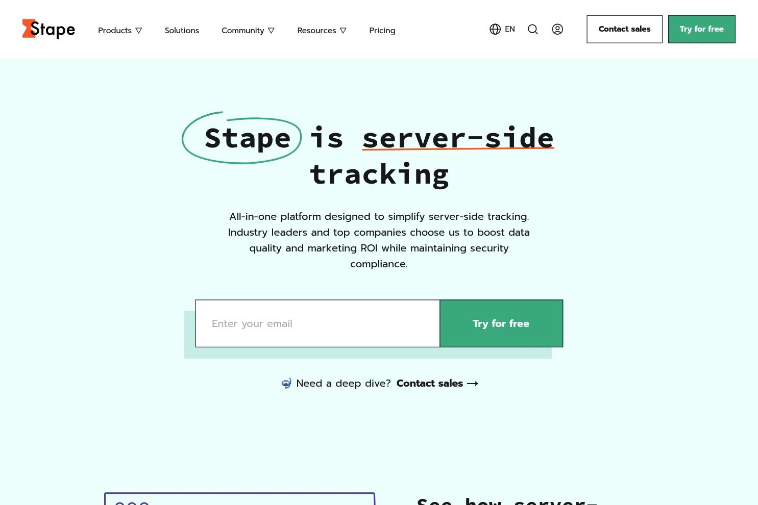 Stape website screenshot