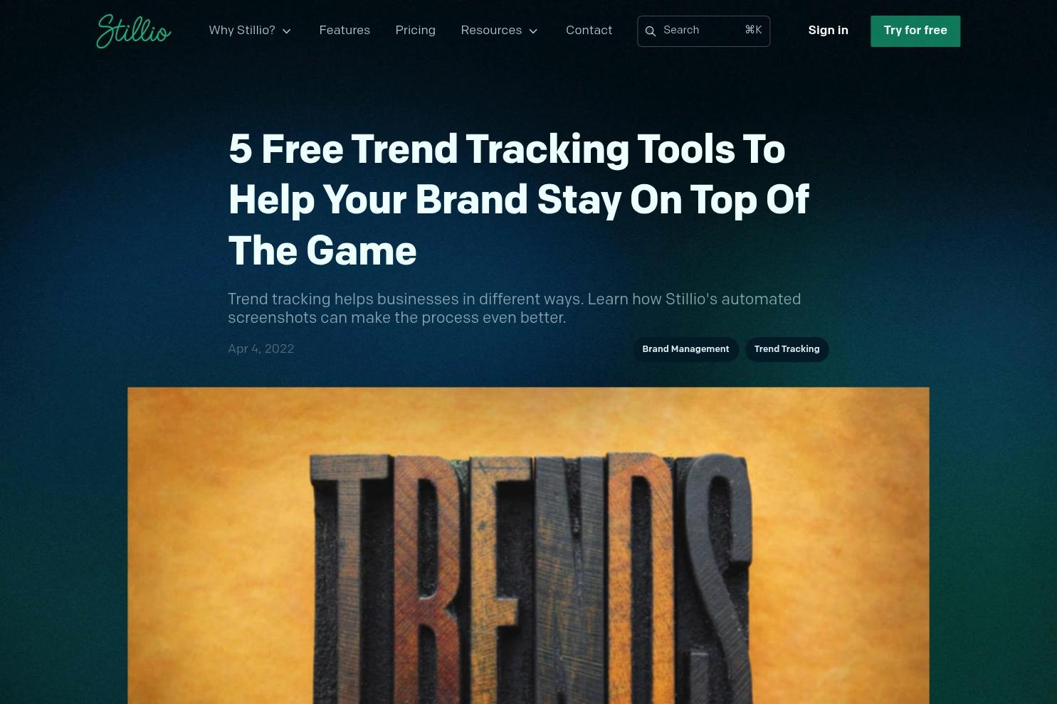 Stillio website screenshot