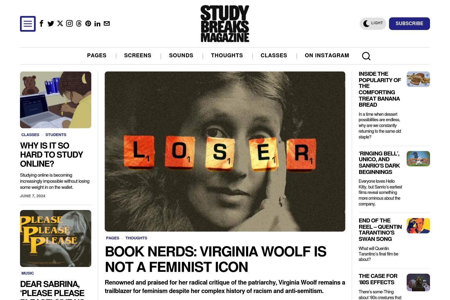 Study Breaks website screenshot