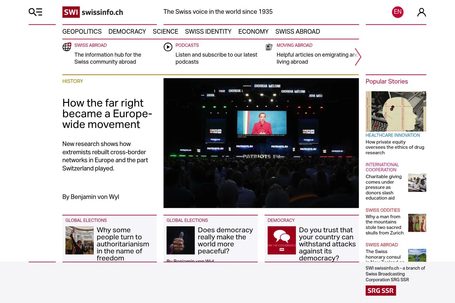 SWI swissinfo.ch website screenshot