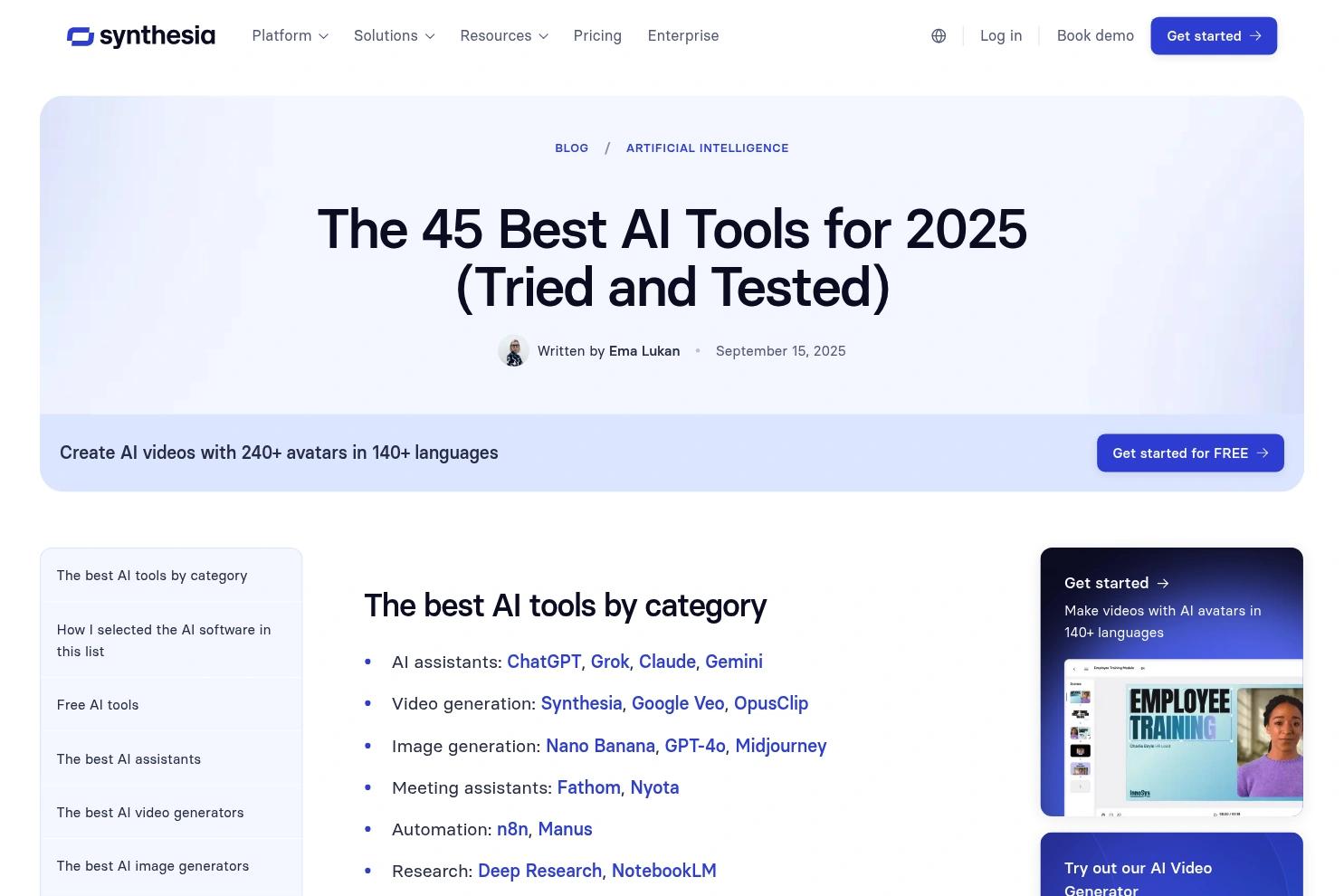 Synthesia website screenshot