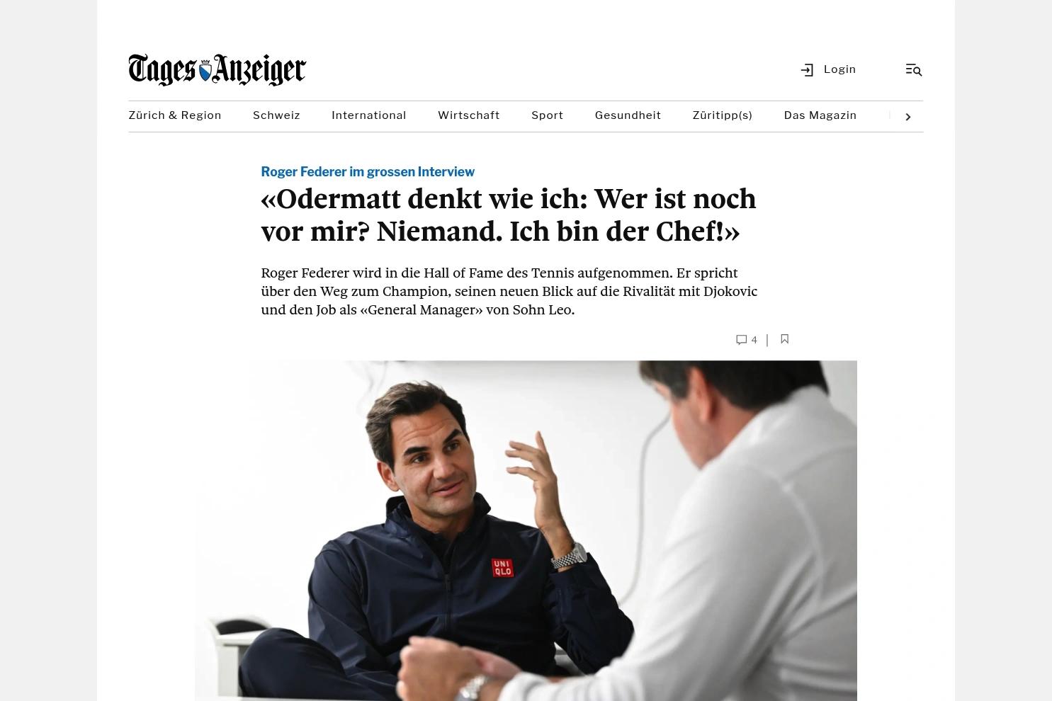 Tages-Anzeiger website screenshot