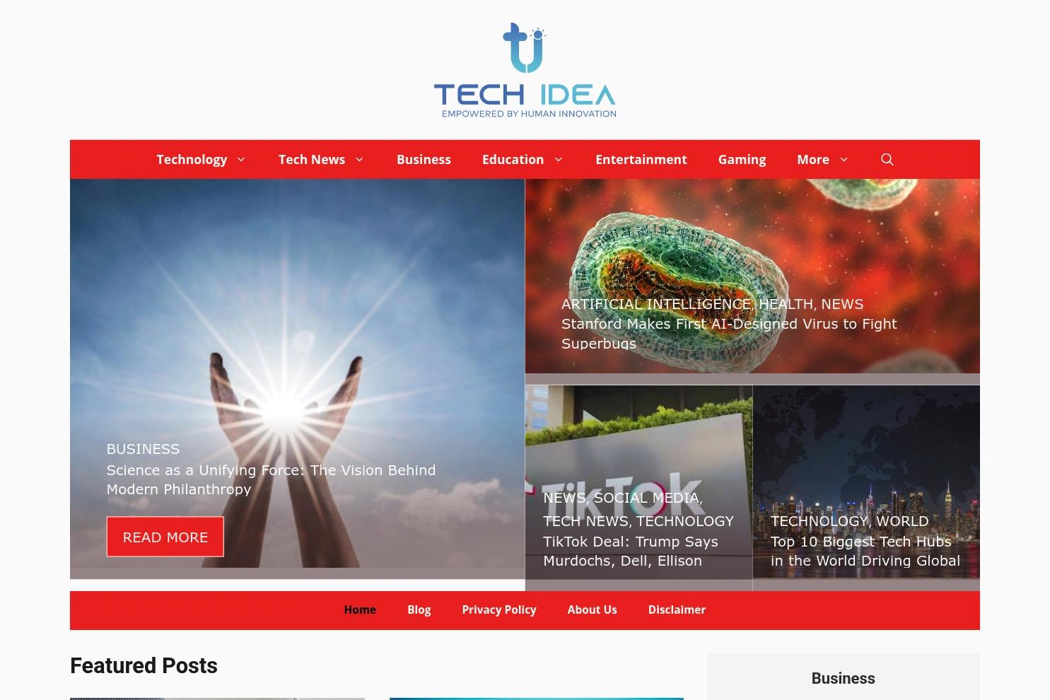 Tech Idea website screenshot
