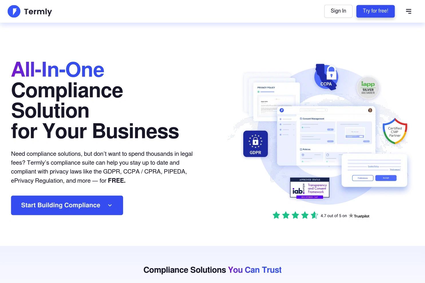 Termly website screenshot