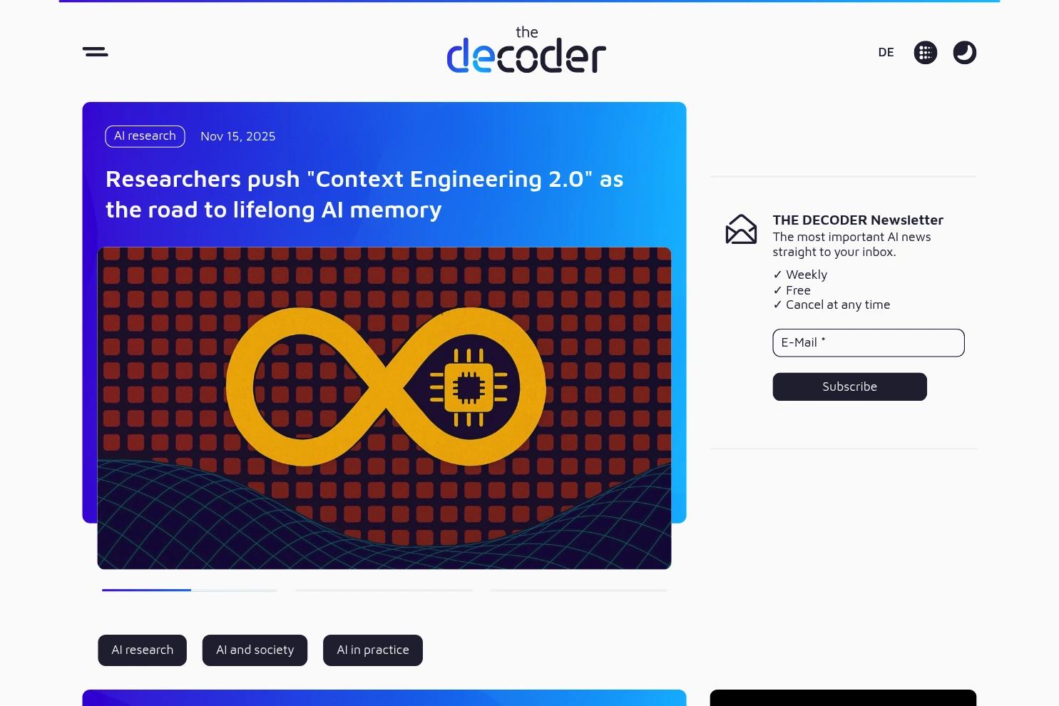 THE DECODER website screenshot