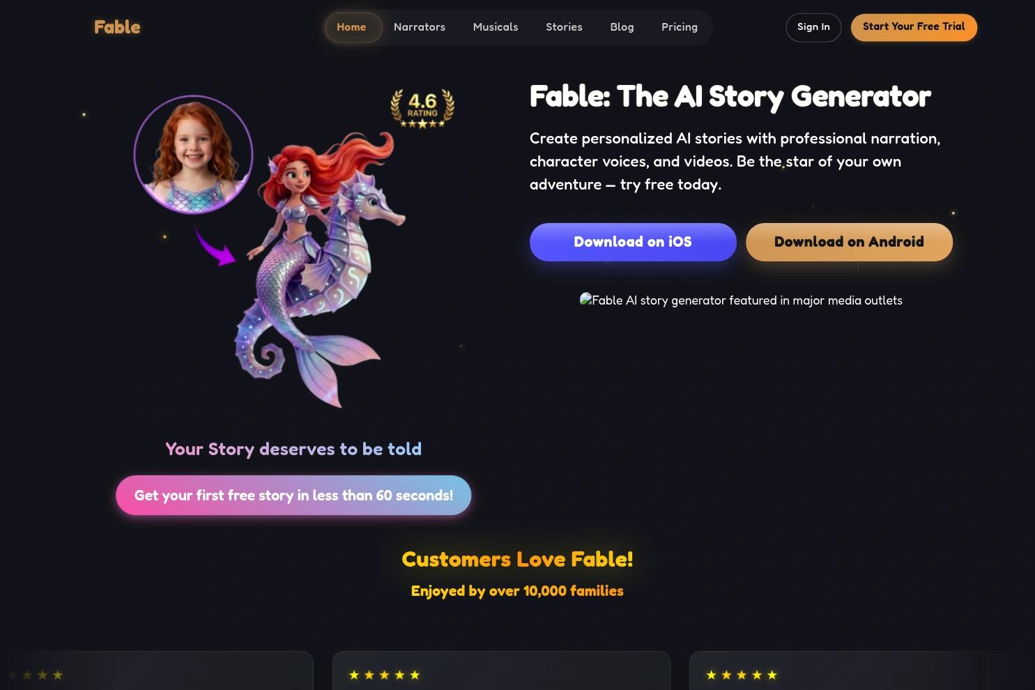 Fable website screenshot