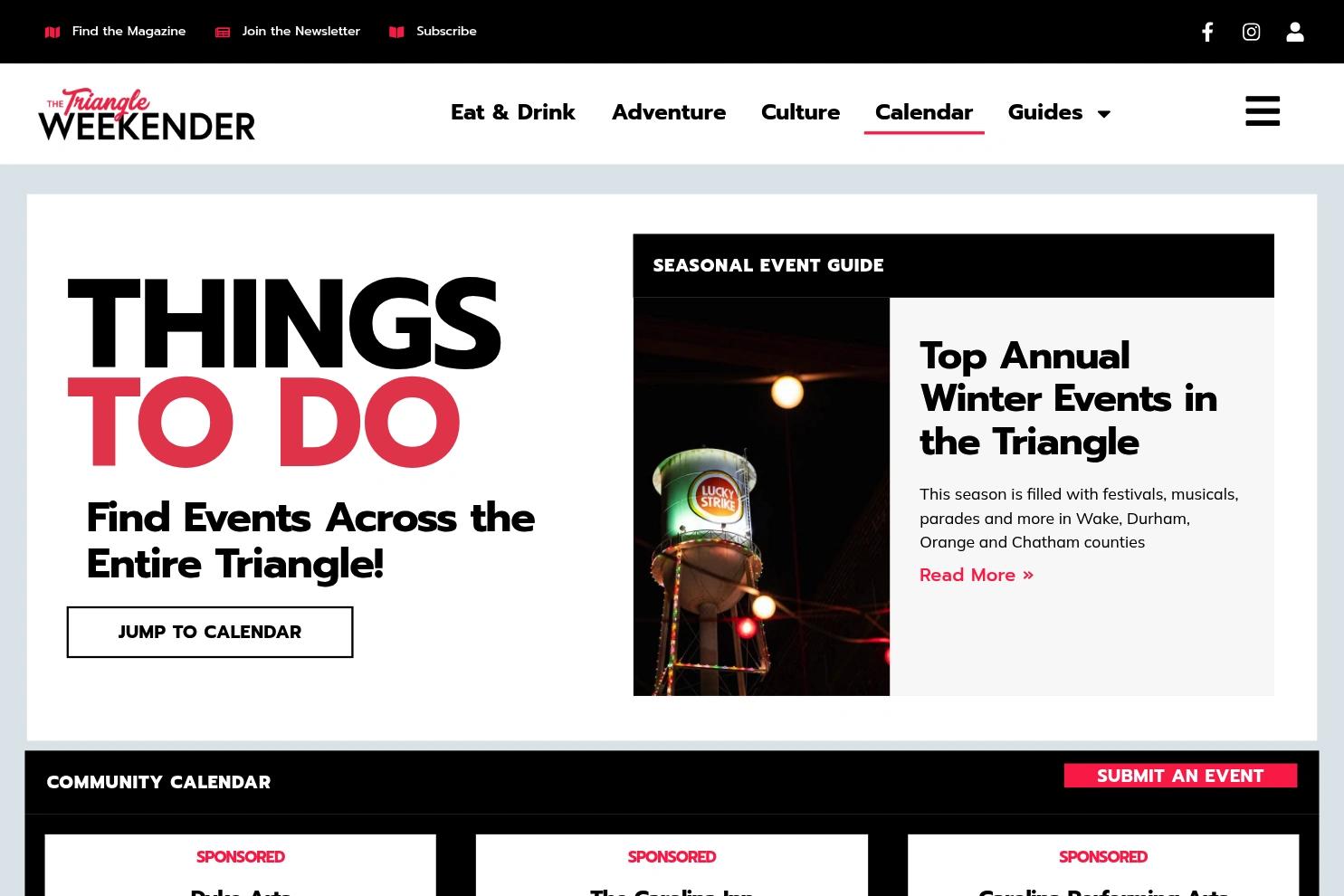 The Triangle Weekender website screenshot
