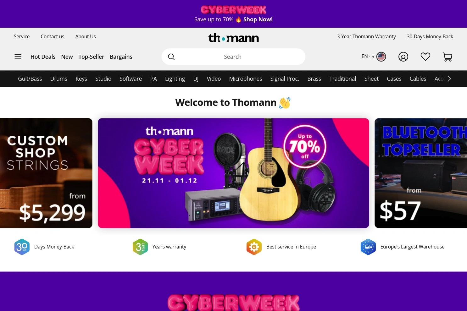 Thomann website screenshot