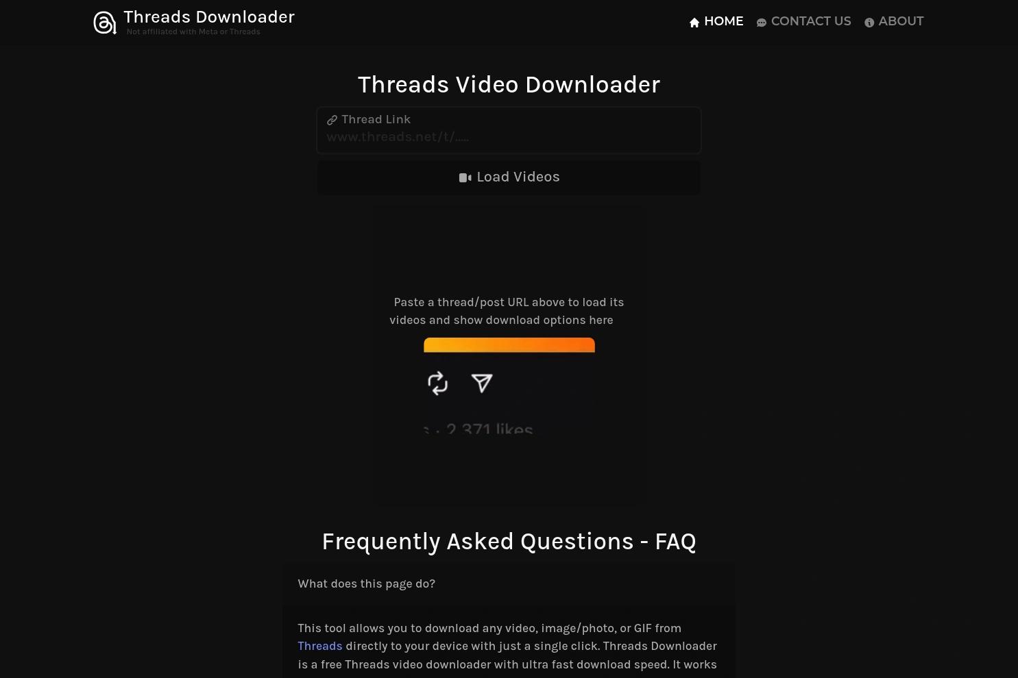 Threads Downloader website screenshot