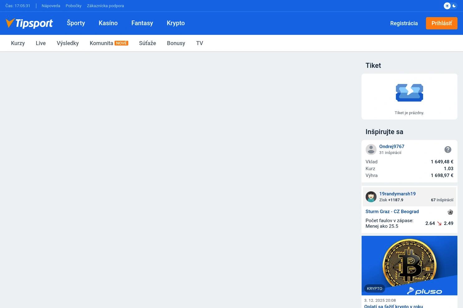 Tipsport website screenshot