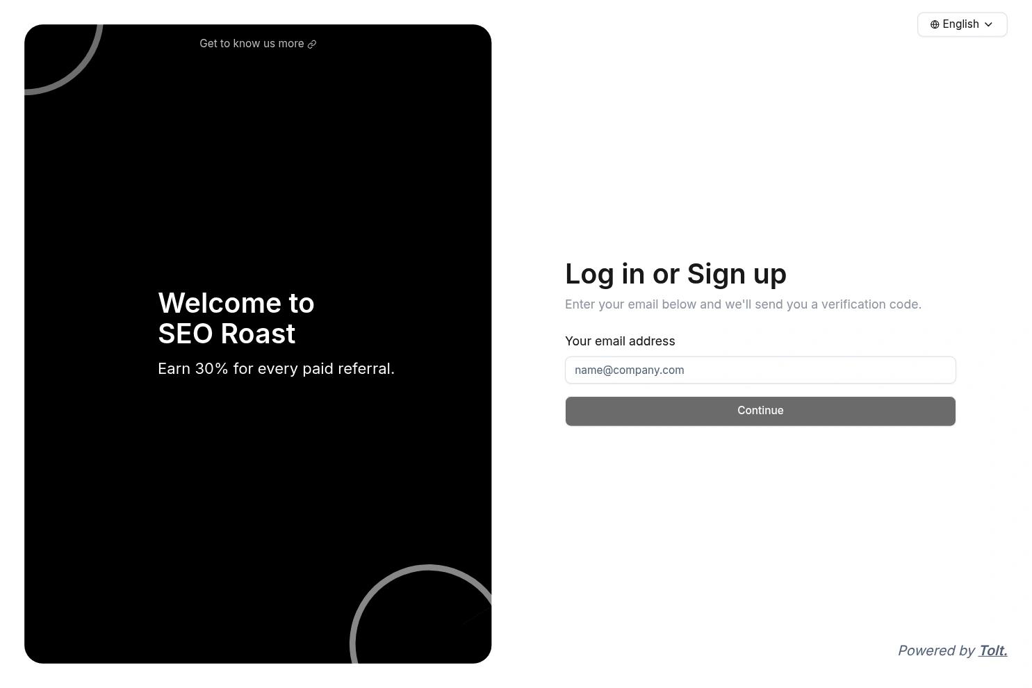 Tolt website screenshot
