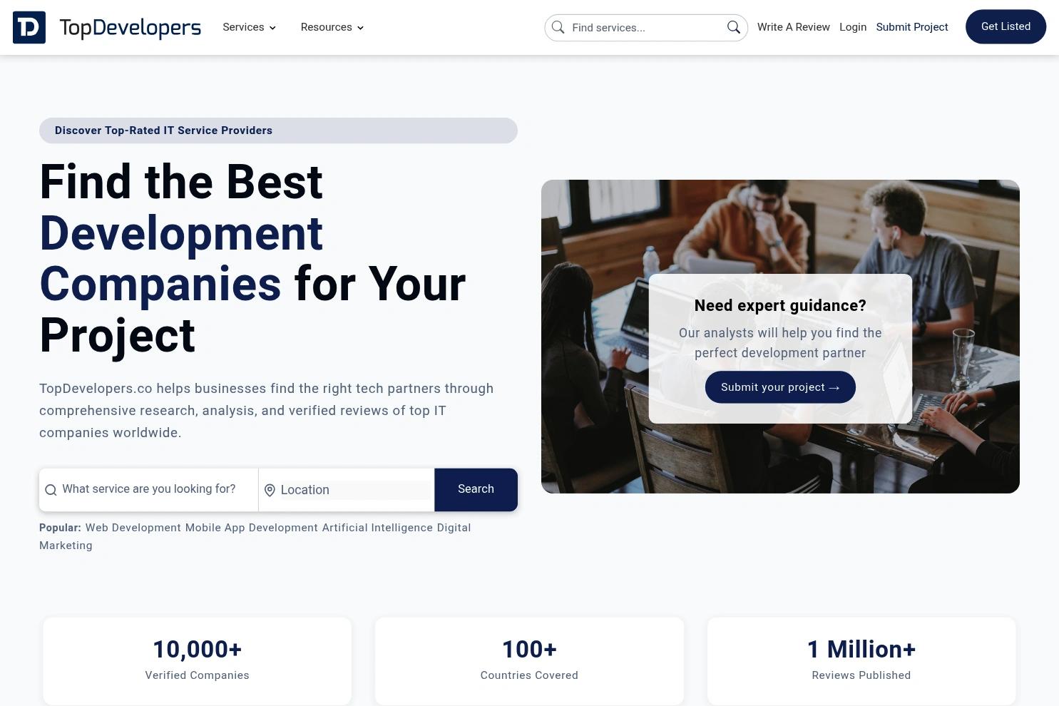 TopDevelopers.co website screenshot