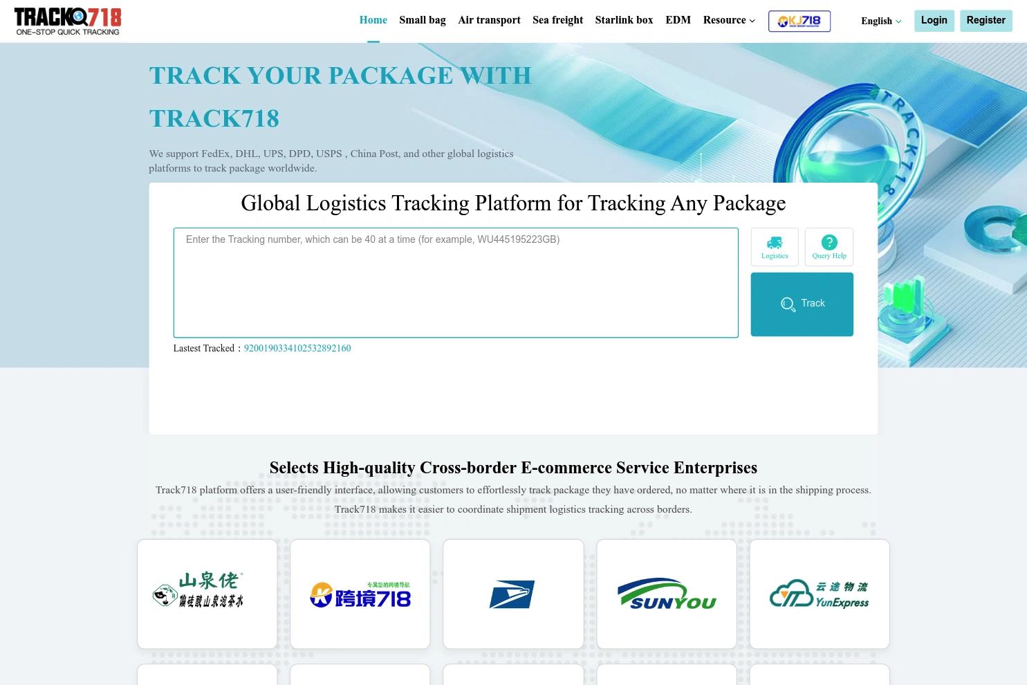 Track718 website screenshot