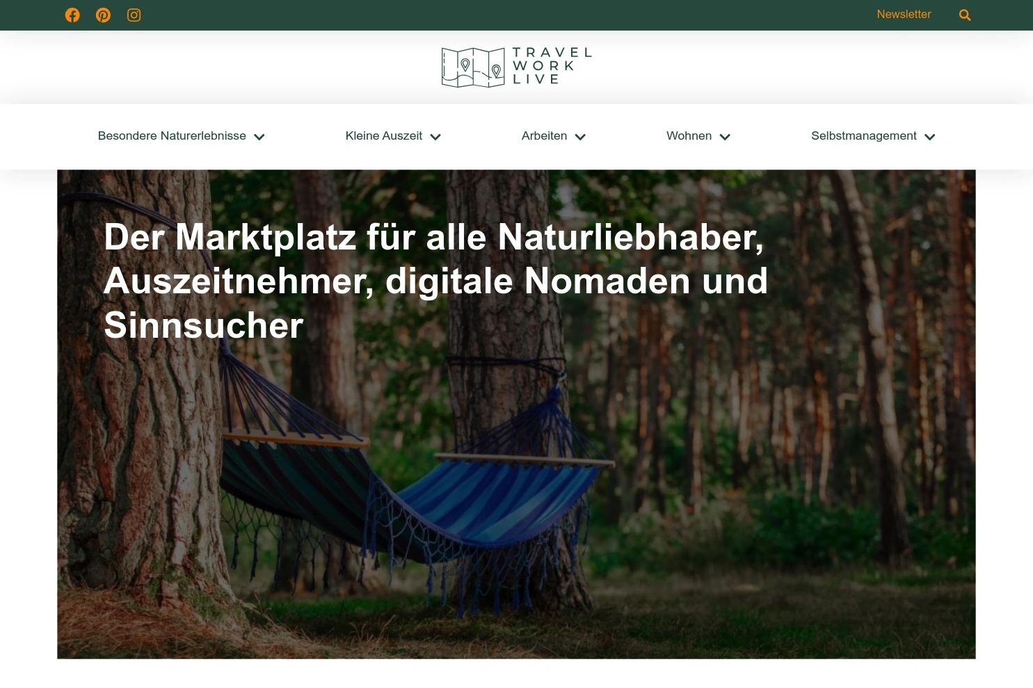 TravelWorkLive website screenshot