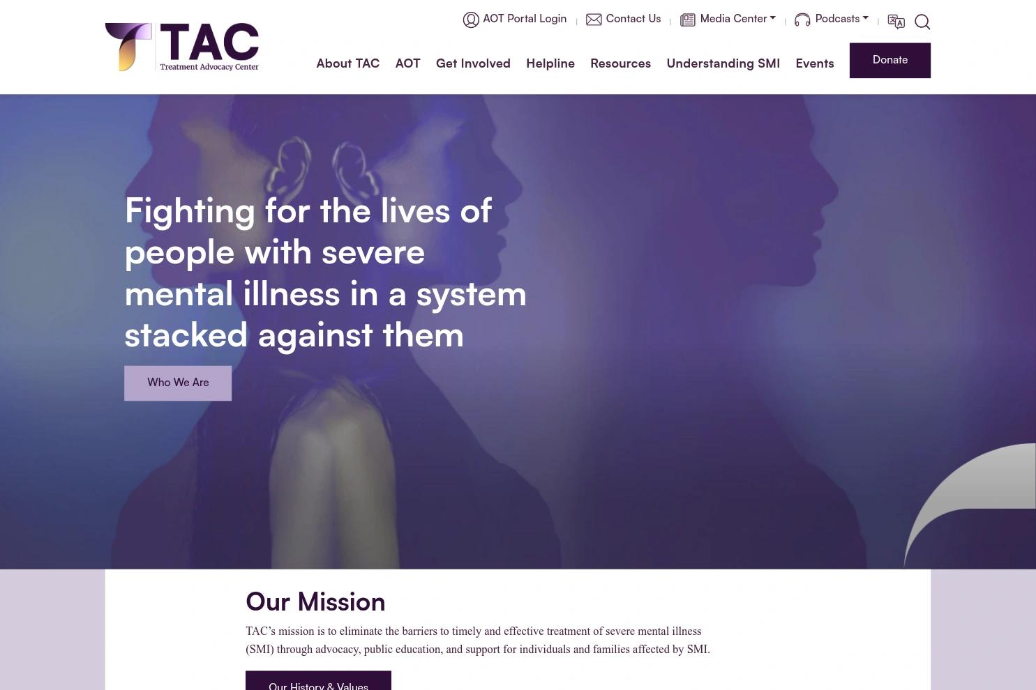 Treatment Advocacy Center website screenshot