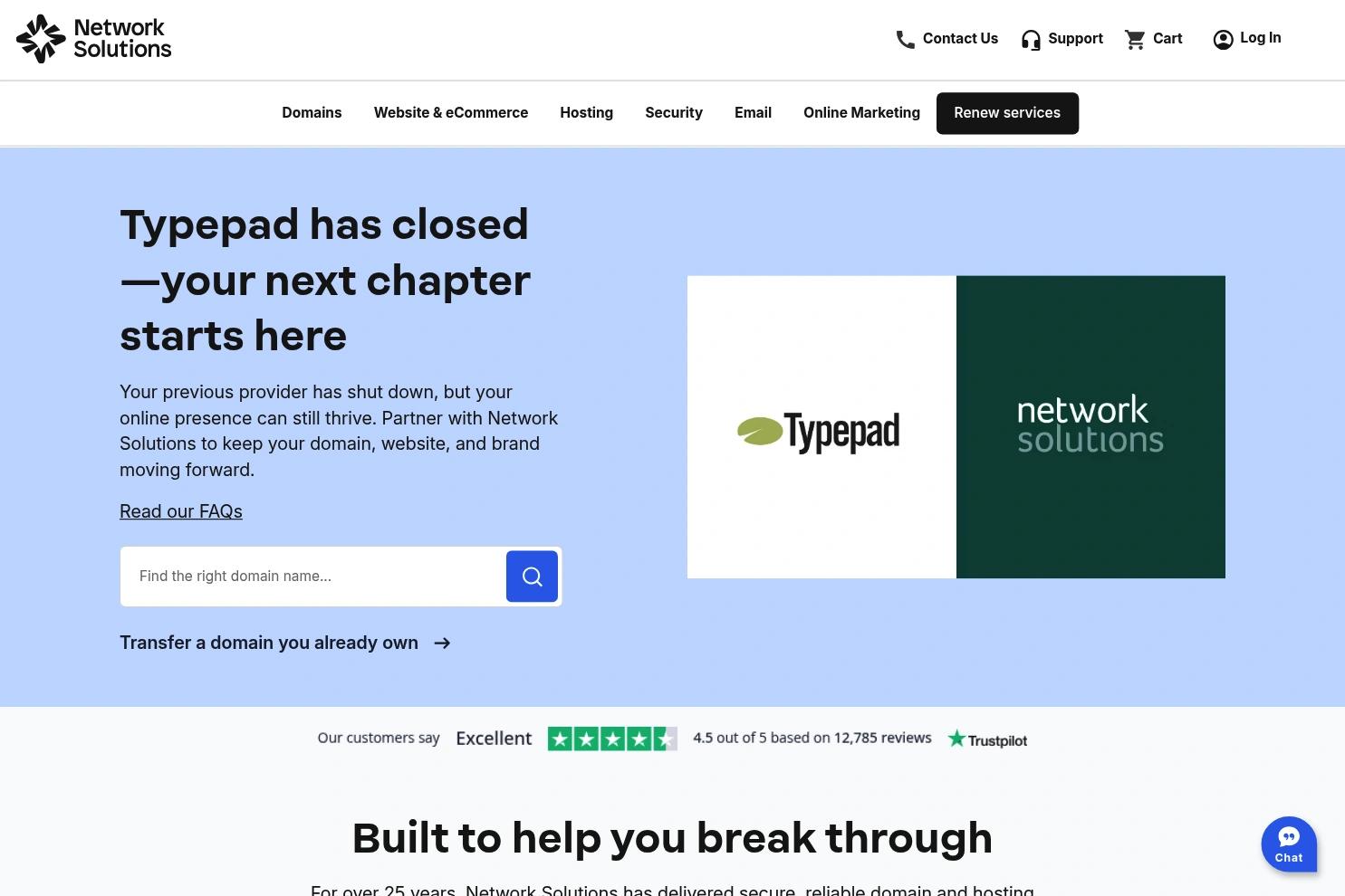 Typepad website screenshot