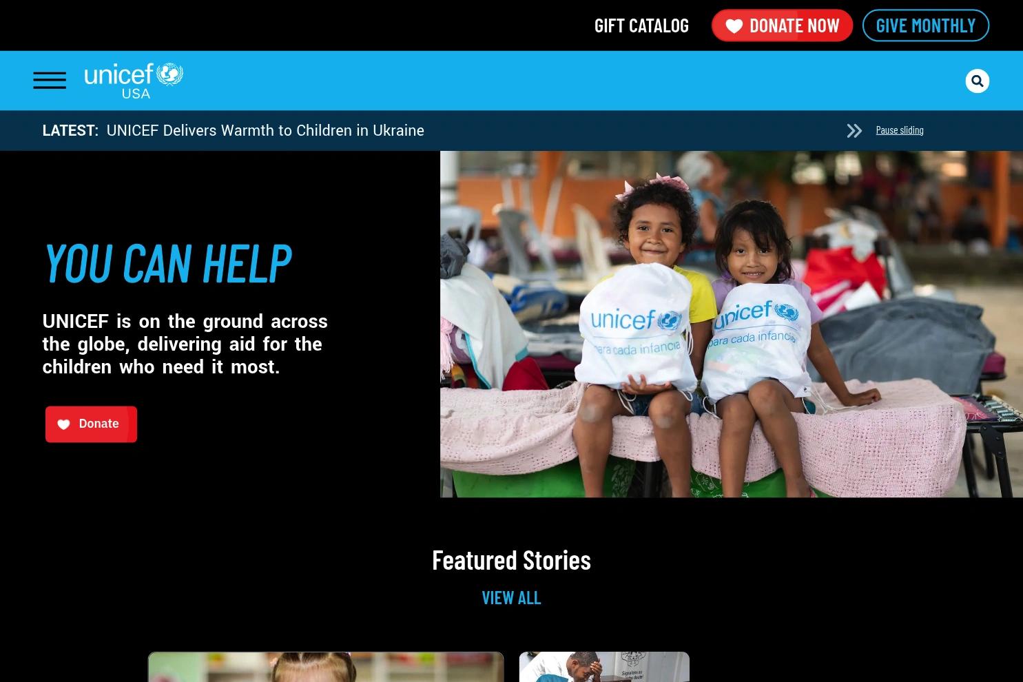 UNICEF USA website screenshot