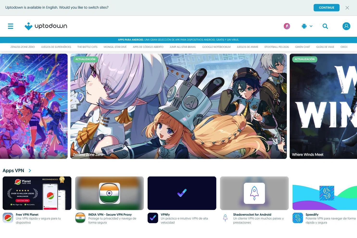 Uptodown website screenshot