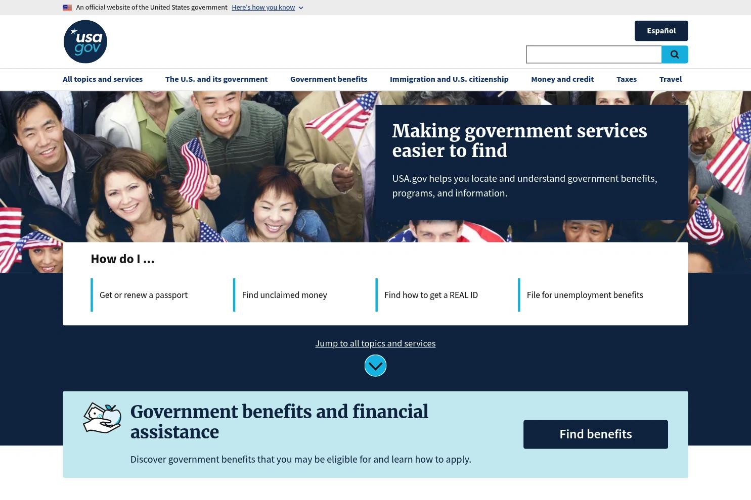 USA.gov website screenshot