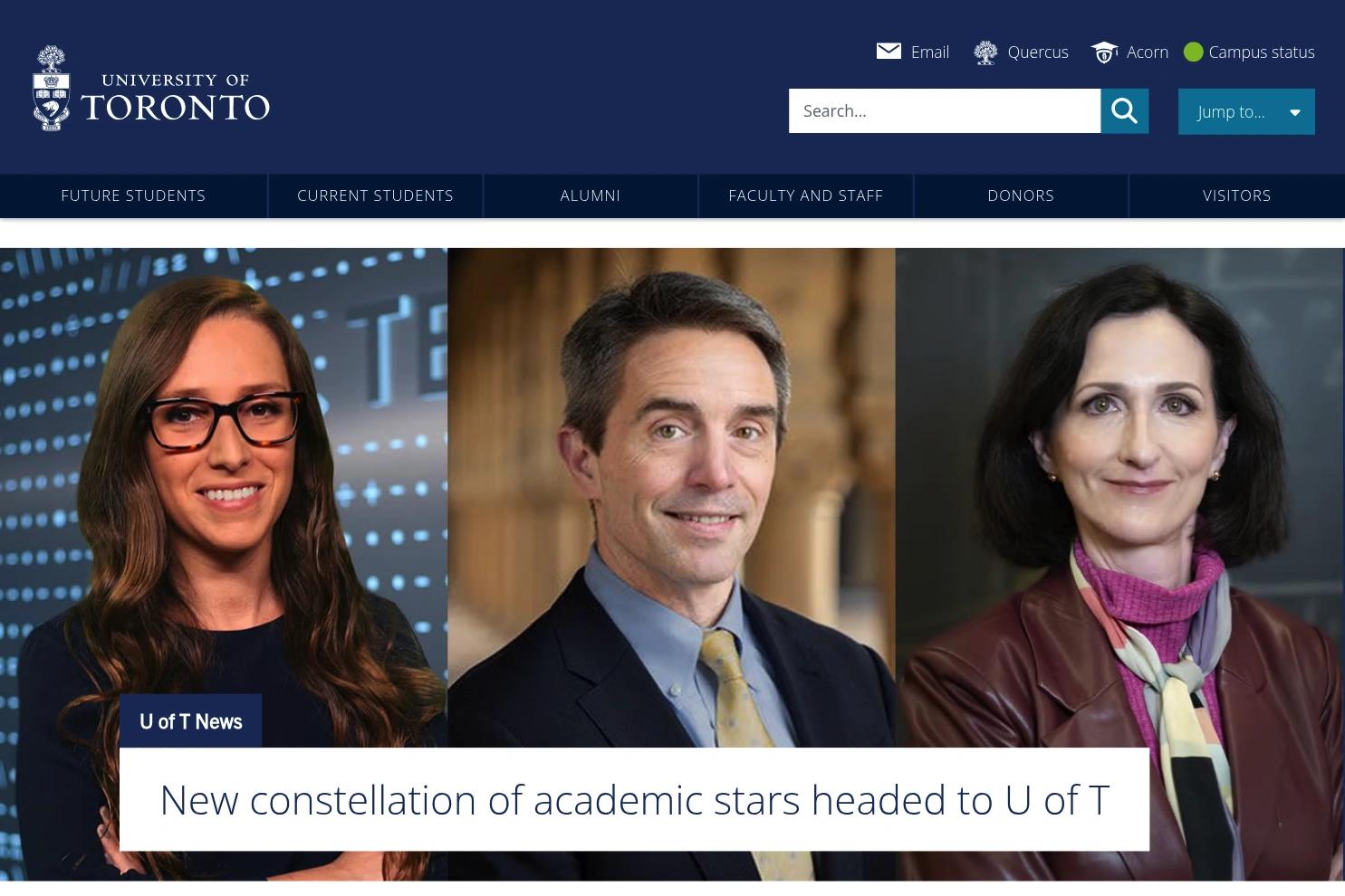 University of Toronto website screenshot