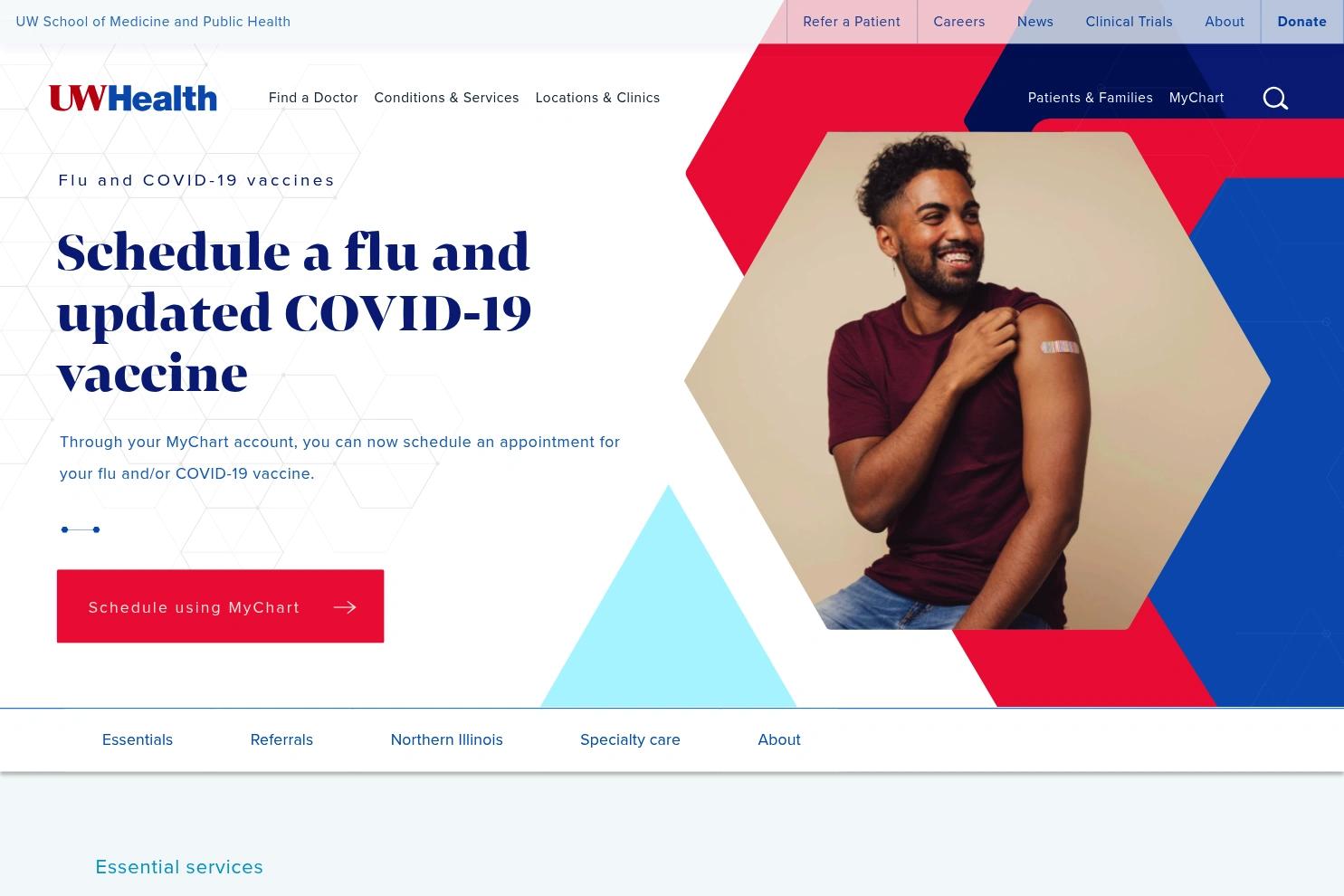 UW Health website screenshot