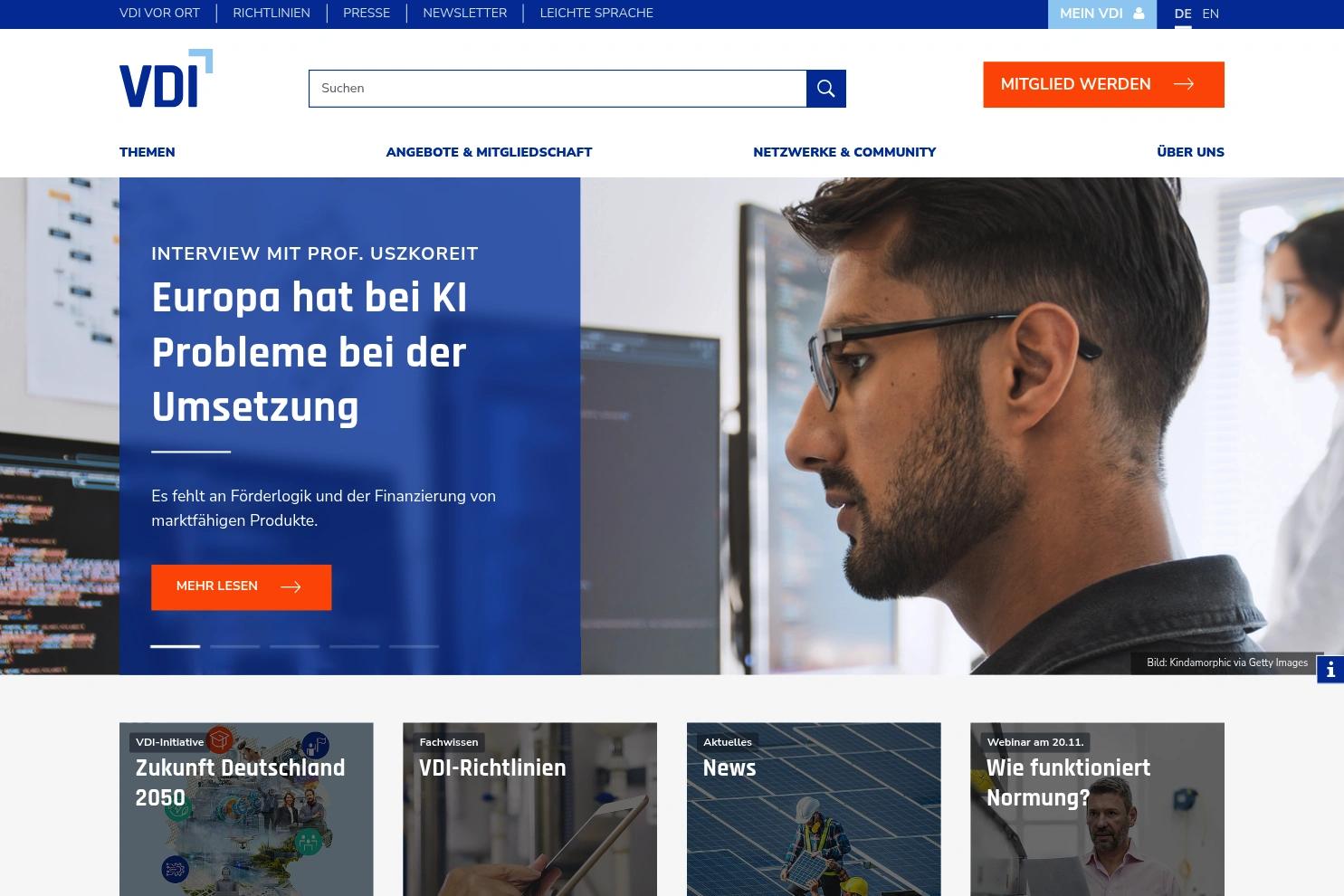 VDI website screenshot